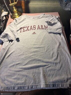 adidas Light Gray Texas A&M Short Sleeve Tee with Maroon Print